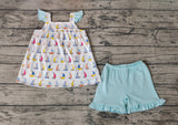 GSSO0645 Sailboat Sky Blue Girls Shorts Set