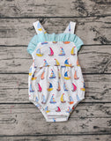 SR1060 Sailboat Sky Blue Baby Girl Romper