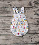 SR1061 Sailboat Sky Blue Baby Boy Romper