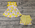 GSSO0752 Lemon Flower Yellow Shorts Girl Set