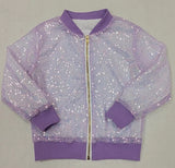 GT0559 Fashion Sequins Purple Kids Baseball Coat