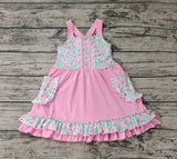 GSD0807 Flower Pink Pockets Girls Dress