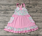 GSD0807 Flower Pink Pockets Girls Dress