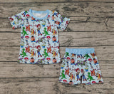 BSSO0728 Cartoon Toy Blue Boys Shorts Pajamas Set