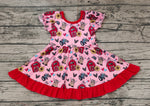 GSD1025 Farm Cow Red Girls Dress