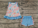 GSSO0831 Garden Blue Girls Shorts Set