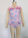 S0274 Ocean Shell Pink Summer Girls Swimsuit Onesie