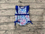 SR1033 Flower Blue Baby Girl Bubble Romper