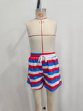 S0233 Summer Red Blue Stripe Boy's Shorts Swim Trunks