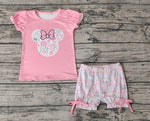 GSSO0699 Flower Pink Shorts Set