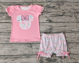 GSSO0699 Flower Pink Shorts Set