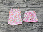 GSSO0868 Flower Pink Girls Shorts Set