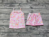 GSSO0868 Flower Pink Girls Shorts Set