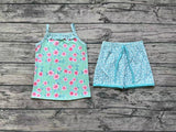 GSSO0863 Flower Sky Blue Girls Shorts Set