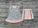 GSSO0830 Flower Pink Girls Shorts Set