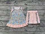GSSO0830 Flower Pink Girls Shorts Set