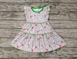 GSD0948 Flower Floral Green Pink Girls Dress