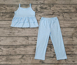 GSPO1378 Blue Plaid Girls Set