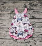 SR0911 On the Farm Pink Ruffles Baby Girl Romper