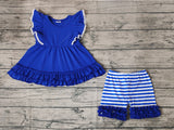 GSSO0762 Blue Stripe Shorts Girl Set