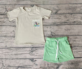 BSSO0734 Mallard Green Plaid Boys Shorts Set