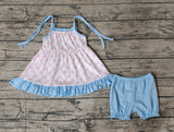 GSSO0668 Coquette Bows Pink Blue Girls Shorts Set