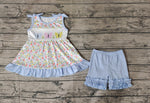 GSSO0732 Butterfly Flower Blue Shorts Girl Set