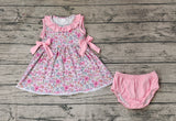 GBO0313 Flower Floral Pink Baby Girl Bummie Set