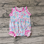 SR1245 Flower Pink Plaid Baby Girl Romper