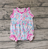 SR1245 Flower Pink Plaid Baby Girl Romper