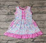 GSD0950 Flower Pink Plaid Girls Dress