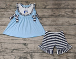 GSSO0751 Cartoon Dog Blue Shorts Girl Set