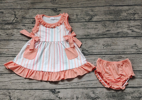 GBO0293 Flower Orange Baby Girl Bummie Set
