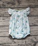 SR1180 Flower Green Baby Girl Romper