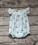 SR1180 Flower Green Baby Girl Romper