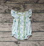 SR1180 Flower Green Baby Girl Romper