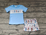 BSSO0792 Cartoon Blue Dog Boys Shorts Set