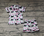 GSSO0590 Summer Cow Flower Girls Shorts Set Pajamas