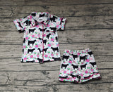 GSSO0590 Summer Cow Flower Girls Shorts Set Pajamas