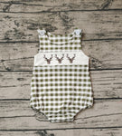 SR1167 Deer Green Plaid Baby Boy Romper