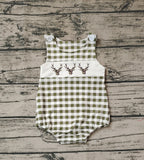 SR1167 Deer Green Plaid Baby Boy Romper