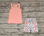 GSSO1061 Flower Bow Orange Girls Shorts Set