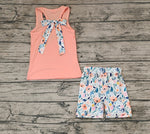 GSSO1061 Flower Bow Orange Girls Shorts Set