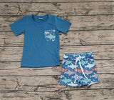 BSSO0830 Shark Blue Boys Shorts Set
