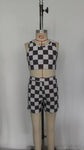 GSSO0906 Black Plaid Girls Shorts Set