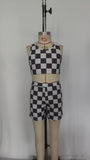GSSO0906 Black Plaid Girls Shorts Set
