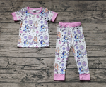 GSPO1508 Cartoon Blue Dog Girls Pajamas Set