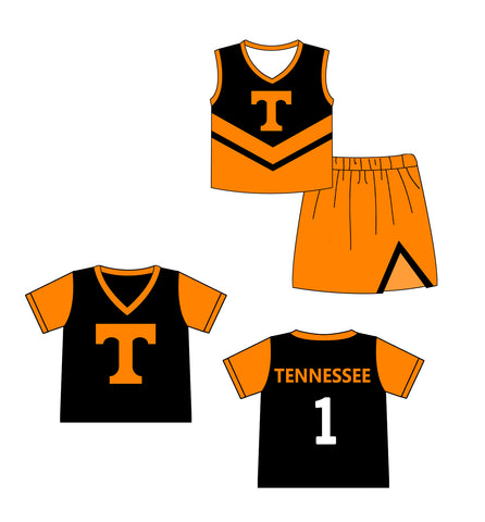 MOQ 3 pcs each style Custom Style TENNESSEE Cheer Girl Skirt Set Boys Shirt