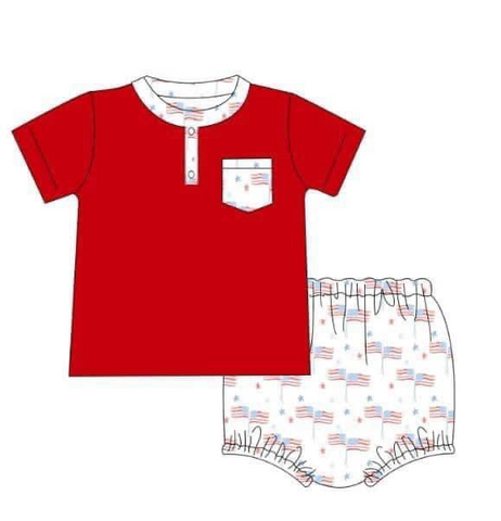 Deadline 05.04 Custom Style No MOQ USA Flag Baby Boy Bummie Set