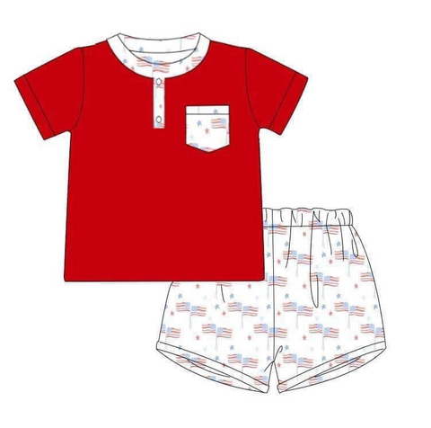 Deadline 05.04 Custom Style No MOQ USA Flag Shorts Boy Set